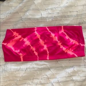 Pink brand hot pink tie dye bandeau top